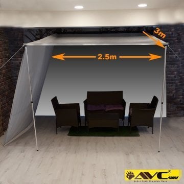 MXO Araç Yan Tente 2.5x3m Model 1 Yan Perdeli